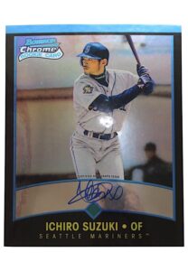 Ichiro Suzuki Autographed Oversized Bowman Rookie Card & Large Picture