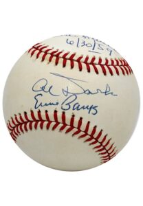 “Infamous Two Balls in Play” Alvin Dark, Ernie Banks & Stan Musial Multi-Signed & Inscribed Baseball