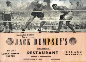 Jack Dempsey Autographed Menu