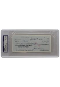 Jack Dempsey Autographed Personal Check