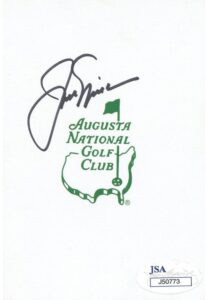 Jack Nicklaus Autographed Augusta National Golf Club Scorecard