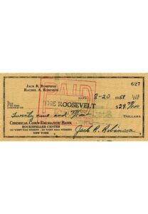 Jackie Robinson Autographed Personal Bank Check