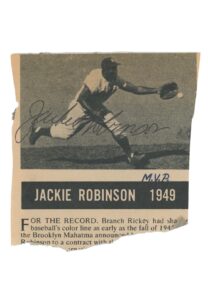 Jackie Robinson Signed Newspaper Clipping