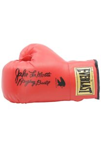 Jake “Raging Bull” LaMotta Single-Signed & Inscribed Everlast Boxing Glove