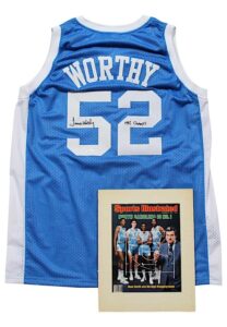 James Worthy North Carolina Tar Heels Autographed Jersey & Sports Illustrated Cover