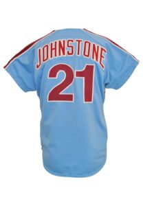 Jay Johnstone Game-Used Jerseys — 1977 Philadelphia Phillies Powder Blue Road & 1980 Los Angeles Dodgers Home