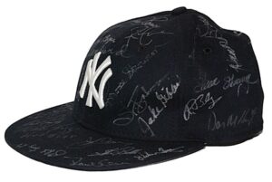 Jim Leyritz NY Yankees Old Timers Day Game-Worn Cap Signed by the Old Timers Team