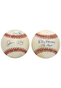 Jim Perry, Steve Busby & Vida Blue Multi-Signed & Don Larsen & Yogi Berra Dual-Signed Baseballs