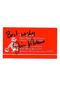 Jim Valvano NC State Wolfpack Single-Signed & Inscribed Business Card