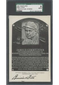 Jimmie Foxx Signed HOF B&W Plaque Postcard