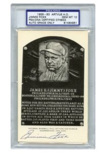 Jimmie Foxx Signed HOF B&W Plaque Postcard