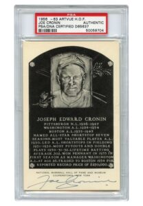 Joe Cronin Signed HOF B&W Plaque Postcard