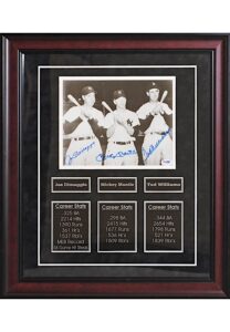 Joe DiMaggio, Mickey Mantle & Ted Williams Autographed 19×22 Framed Display Piece