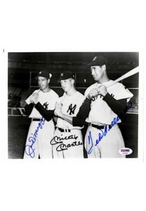 Joe DiMaggio, Mickey Mantle & Ted Williams Multi-Signed 8×10 B&W Photo