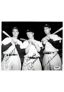 Joe DiMaggio, Mickey Mantle & Ted Williams Multi-Signed B&W 10×8 Photo