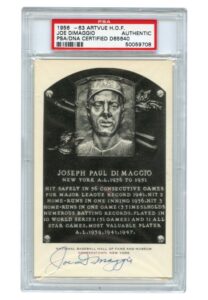 Joe DiMaggio Signed HOF B&W Plaque Postcard