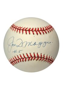 Joe DiMaggio Single-Signed Baseball With #5 Inscription