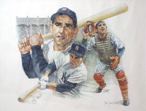 Joe DiMaggio & Yogi Berra Autographed & Framed Limited Edition John Martin Lithographs