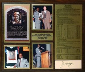 Joe Morgan’s Personal Hall of Fame Induction Collage Plaque with Career Stats & Photos