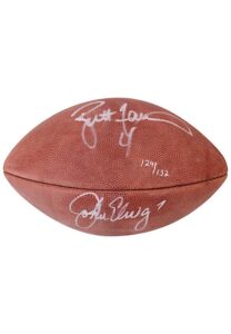 John Elway & Brett Favre Dual-Signed Wilson Official “Super Bowl XXXII” LE Football