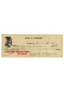 John “Honus” Wagner Autographed Personal Bank Check