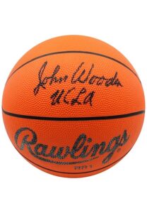 John Wooden UCLA Bruins Single-Signed Basketball & Game Ticket Stub