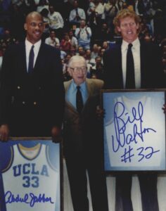 Kareem Abdul-Jabbar, Bill Walton & John Wooden Autographed UCLA Photo