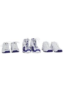 Karl Malone, John Stockton & Jeff Hornacek Utah Jazz Game-Used & Dual-Autographed Shoes