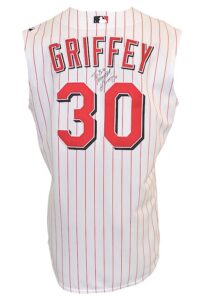 Ken Griffey Jr. & Ken Griffey Sr. Cincinnati Reds Team-Issued & Autographed Home Jerseys