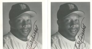 Kirby Puckett Autographed Photos with Used Bowling Score Sheets