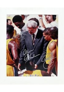 Kobe Bryant, Phil Jackson & Derek Fisher Multi-Signed “Time Out” Photo