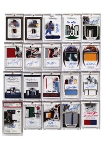 Large Grouping Of Baseball Autographed & Game-Used Jersey Cards Including Valenzuela, Brett, Rose & Many More