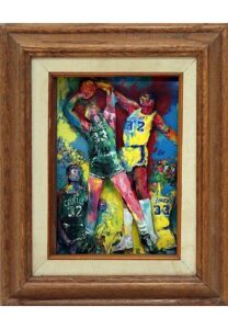 Larry Bird & Magic Johnson 3-D Metal Framed Art Piece Display