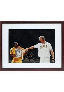 Larry Bird & Magic Johnson Dual-Signed Framed Display