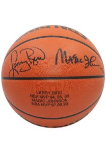 Larry Bird & Magic Johnson Dual-Signed “Three Time MVP” LE Spalding Basketball