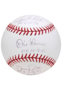 Larsen, Cone, Wells, Abbott, Gooden & Righetti Multi-Signed NY Yankees Perfect Game/No-Hitter Limited Edition Baseball