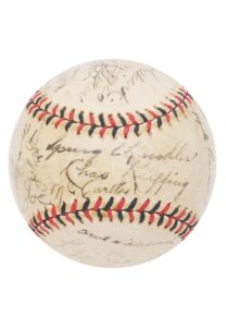 Late 1930s NY Yankees Barnstorming Multi-Signed Baseball