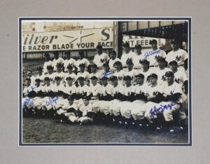 Late 1940s New York Yankees Team Photo Autographed by DiMaggio, Ford, Lopat, Mize, Bauer