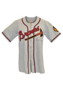 Late 1940s Warren Spahn Boston Braves Game-Used & Autographed Road Flannel Jersey