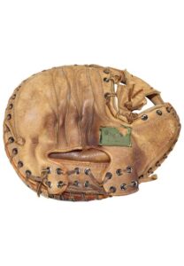 Late 1960s Jim Pagliaroni Oakland A’s Catchers Mitts One Attributed To Catching “Catfish” Hunter’s Perfect Game