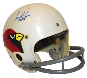 Late 1960s Larry Wilson St. Louis Cardinals Game-Used & Autographed  Suspension Helmet