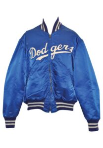 Late 1960s Los Angeles Dodgers Player-Worn Dugout Satin Jacket With Attribution To Don Drysdale