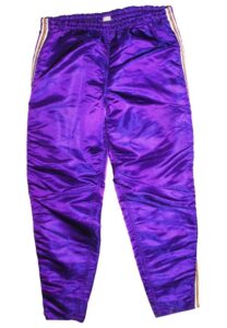 Late 1960s Los Angeles Lakers Worn Satin Warm-Up Pants Attributed to Darrall Imhoff