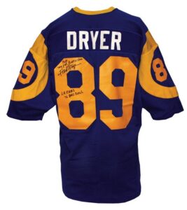 Late 1970’s Fred Dryer Los Angeles Rams Game-Used & Autographed Home Jersey 