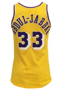 Late 1970s Kareem Abdul-Jabbar LA Lakers Game-Used & Autographed Home Jersey