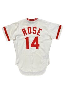 Late 1970s Pete Rose Cincinnati Reds Signed Gift Shop Pro-Cut Home Jersey