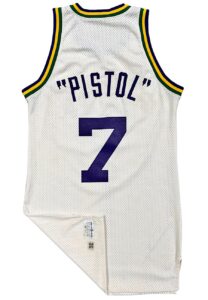 Late 1970s “Pistol” Pete Maravich New Orleans Jazz Game-Used Home Jersey