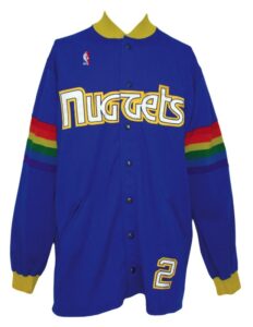 Late 1980s Alex English Denver Nuggets Game Used and Autographed Warm-Up Jacket and Pants