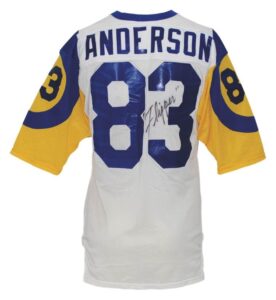 Late 1980’s Flipper Anderson LA Rams Game-Used & Autographed Rookie Era Road Jersey