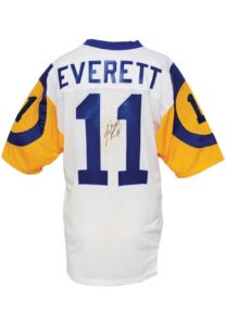 Late 1980s Jim Everett Los Angeles Rams Team-Issued & Autographed Home Jersey